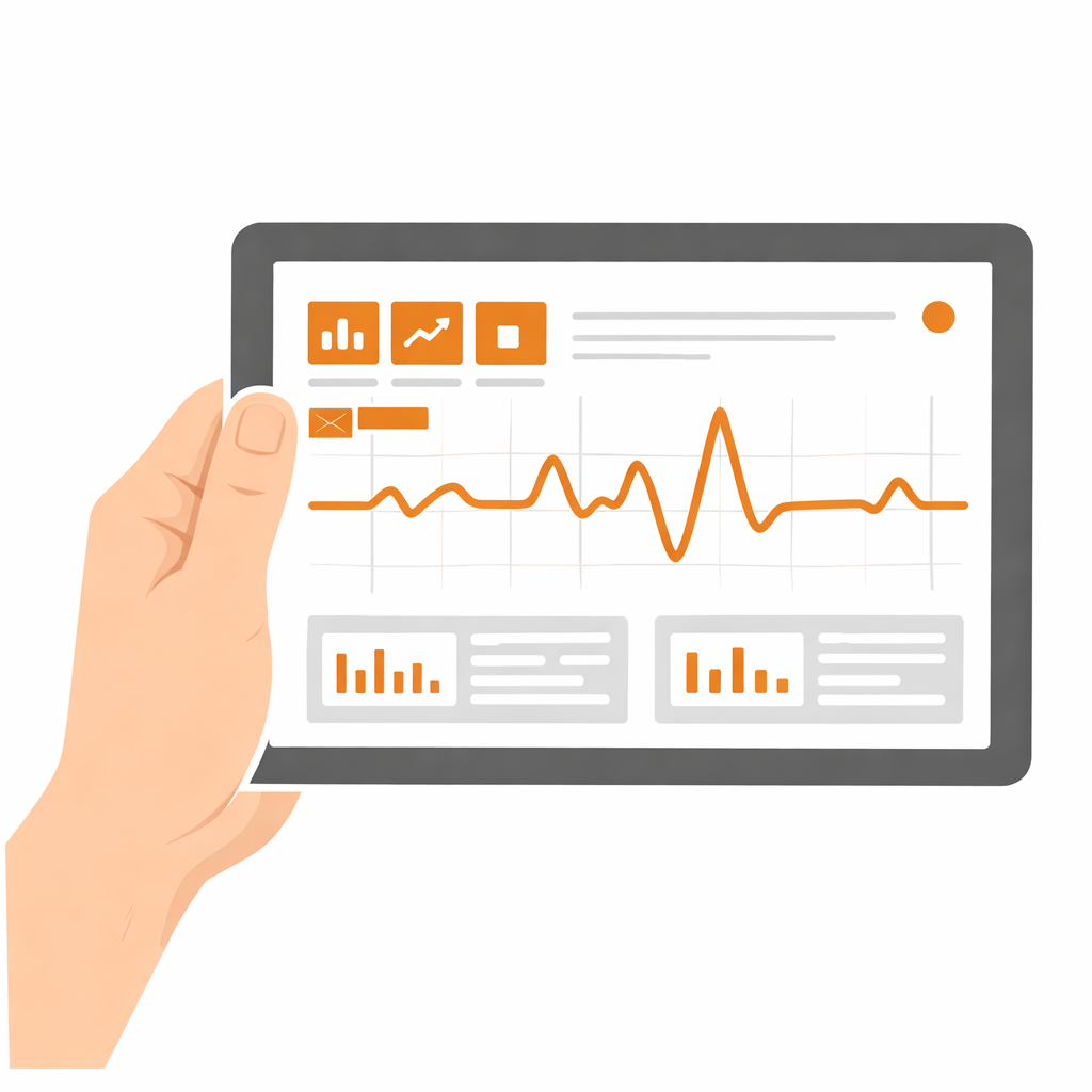 The Partner — hand holding monitoring dashboard