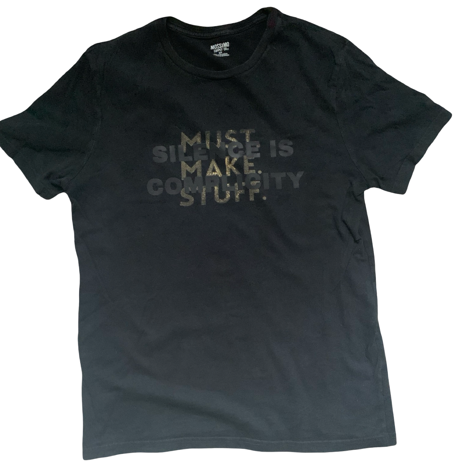 silence is complicity - black small graphic vintage upcycled recycled t-shirt tee