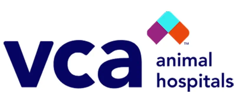 VCA Animal Hospitals logo with colorful geometric shape above the text.