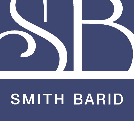 Logo with stylized 'S' and 'B' initials above the text 'SMITH BARID' on a dark blue background.
