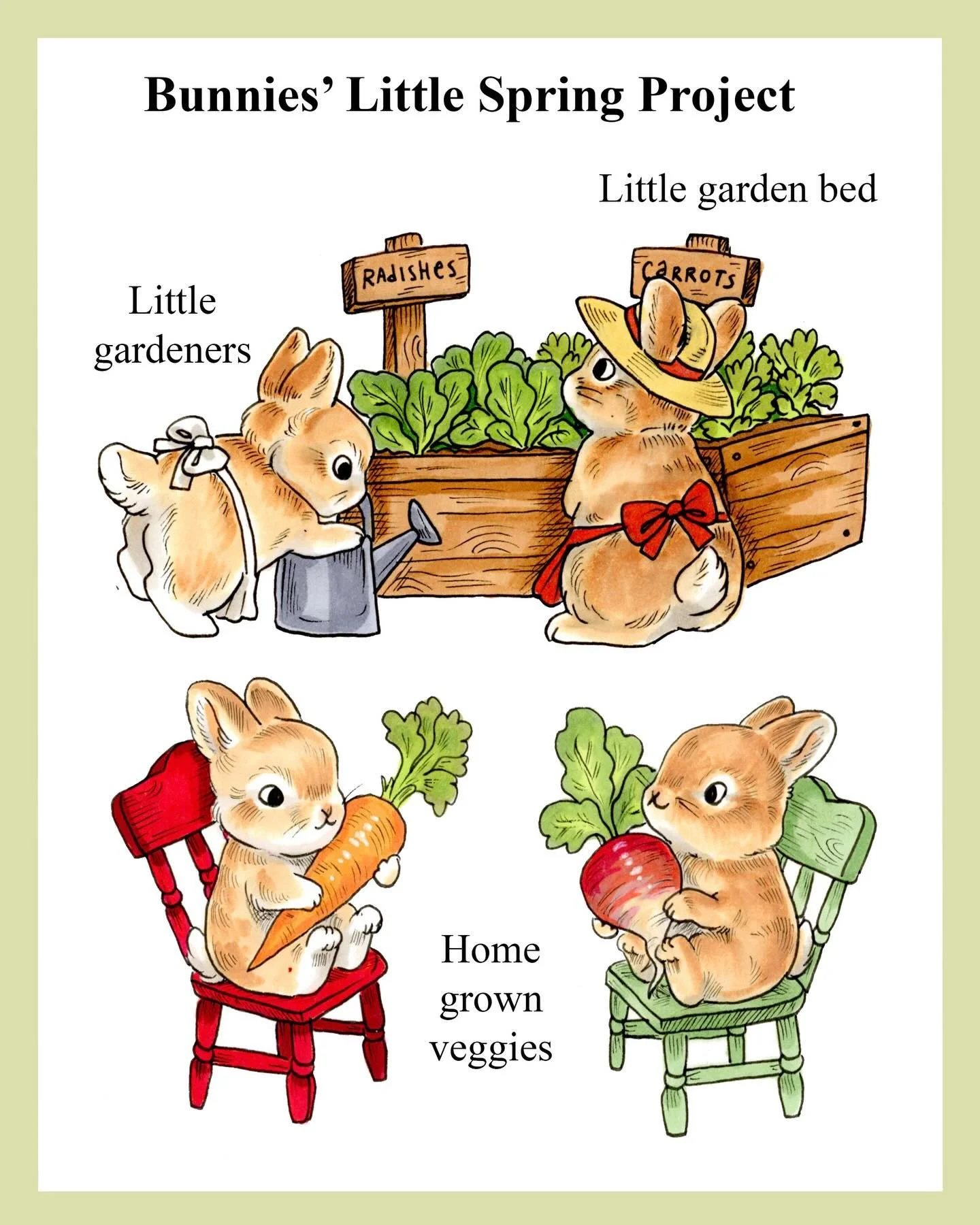 The perfect time to start a little veggie garden 🥕
-
#illustration #kidlitart #cuteart #bunnies #spring
