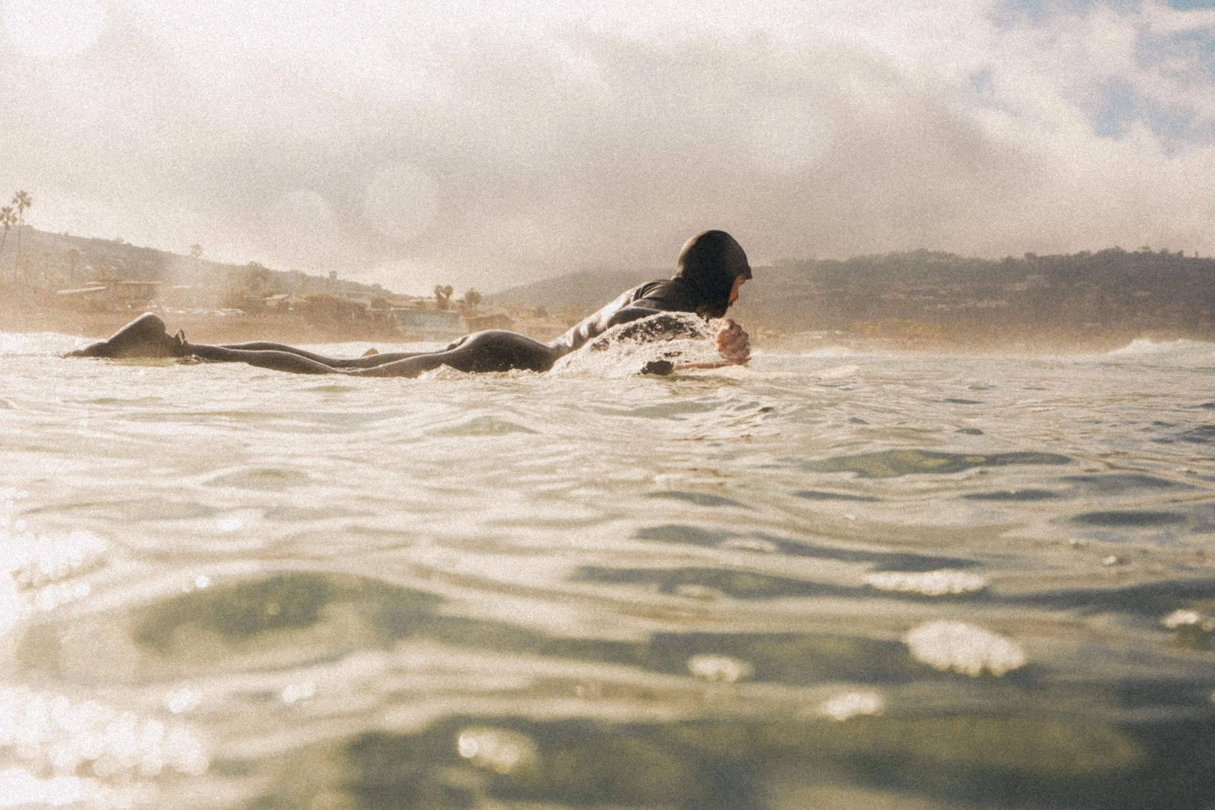  Using the brief dip in swell to have a casual swim with Erik. 