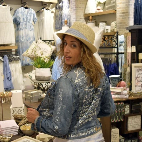 Hand painted bible verse jean jacket