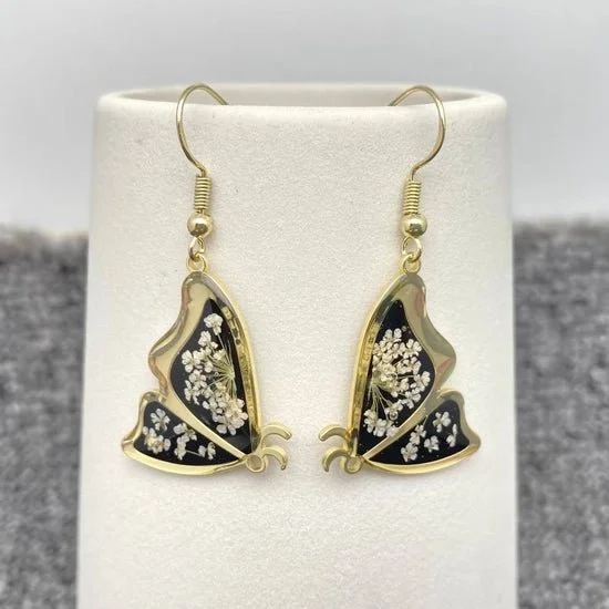 Queen Anne's Lace Butterfly Earrings