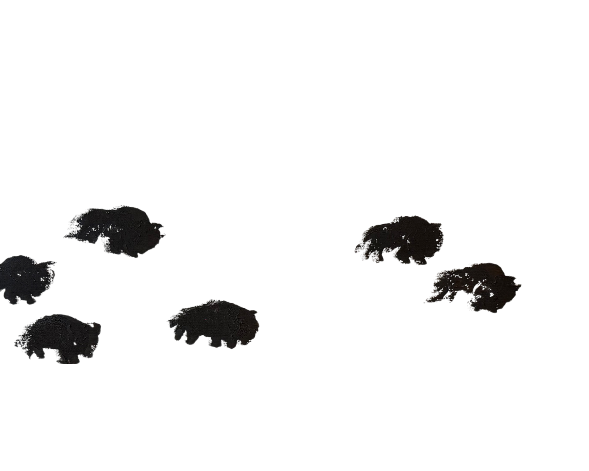 Five black bear silhouettes on a white background.