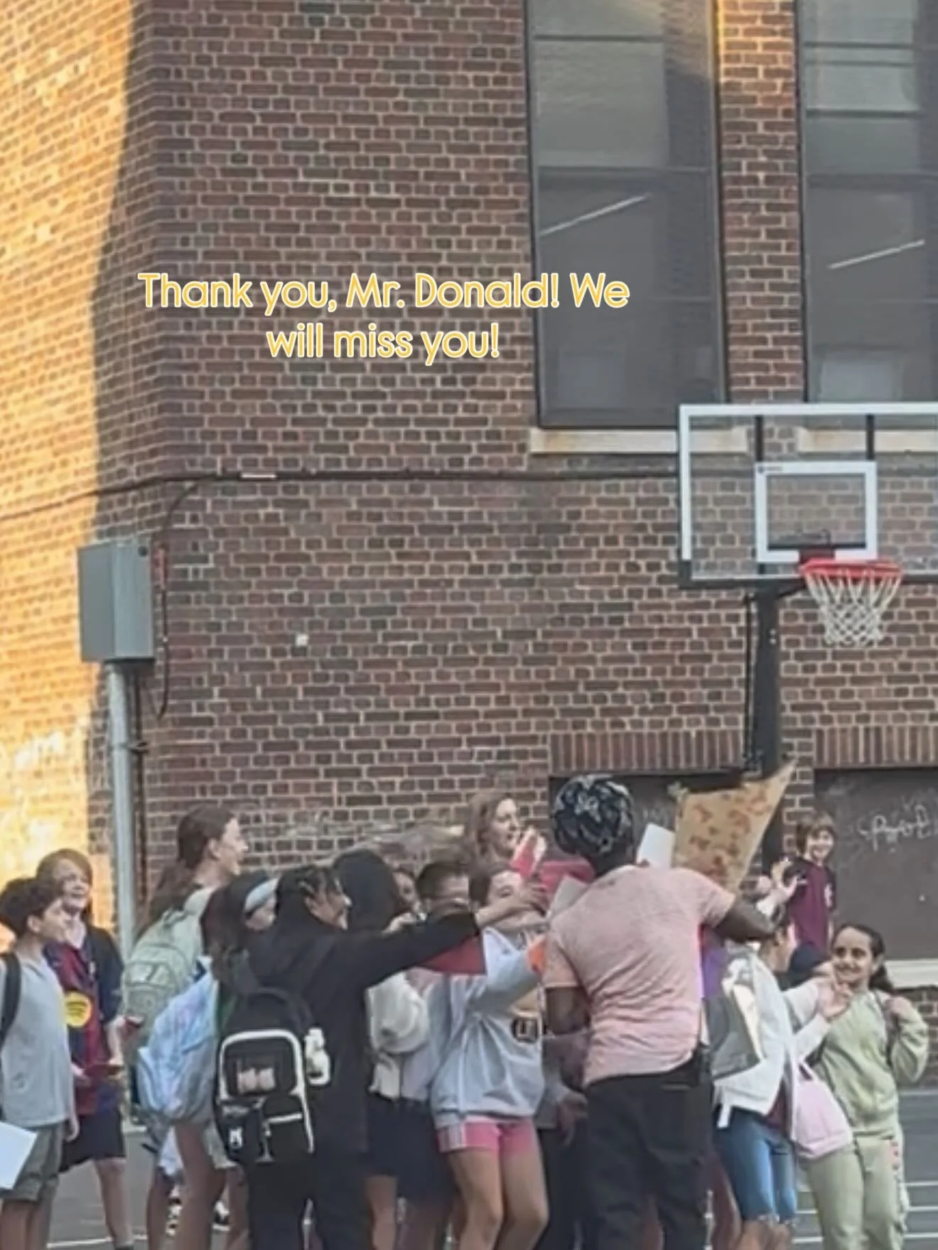 This morning our community gathered for a joyous (&amp; sad!) goodbye to Mr. Donald. For the past 3 years, Mr. Donald has greeted every single child as they entered the yard at the start of the day. These &ldquo;good morning&rdquo; and &ldquo;how are