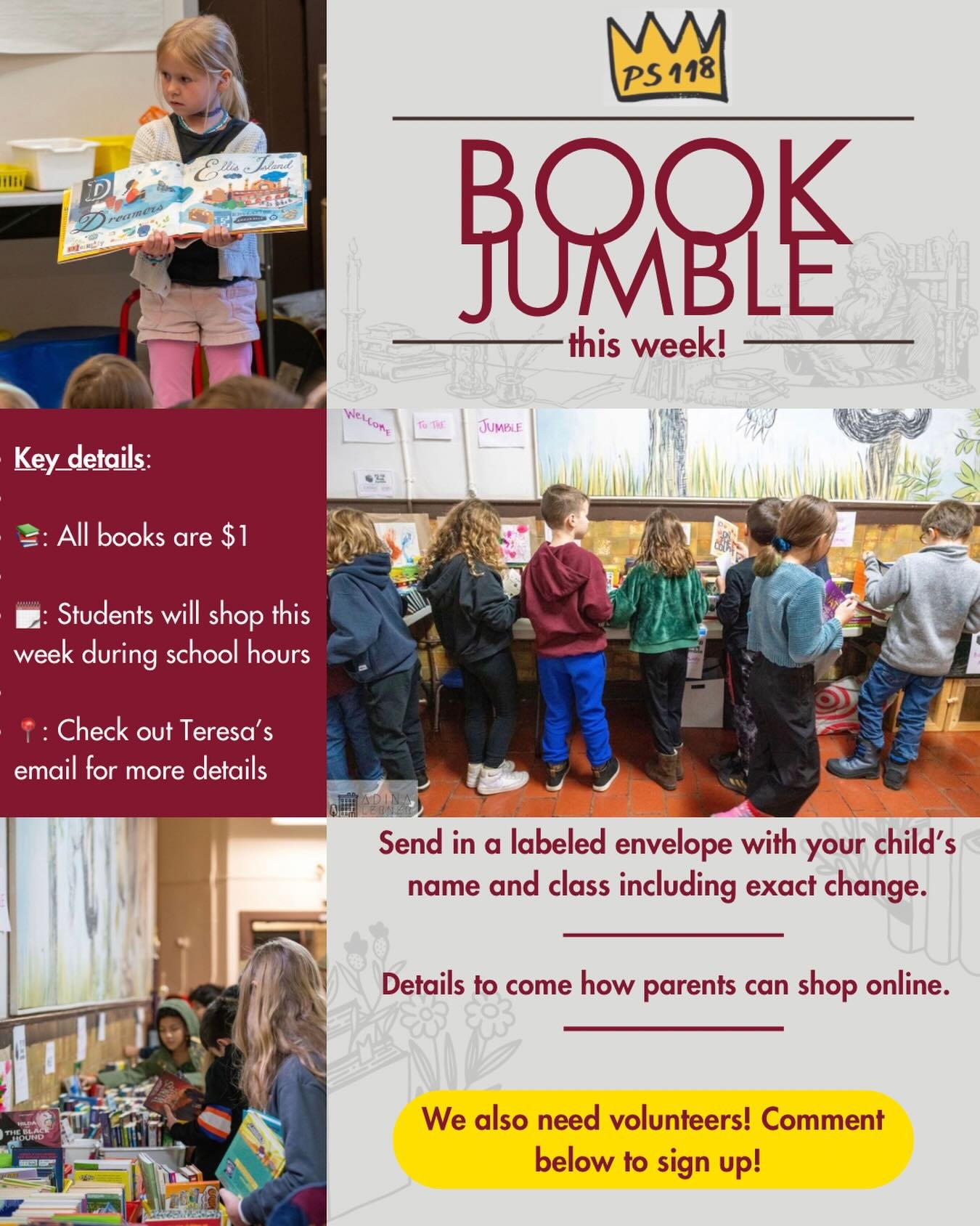 Let&rsquo;s get ready to rumble&hellip;err jumble! Book jumble this week - see post for details. We love this event because it gives students independence to shop, gives books a new home, and raises money for the PTA. It&rsquo;s a win-win-win!