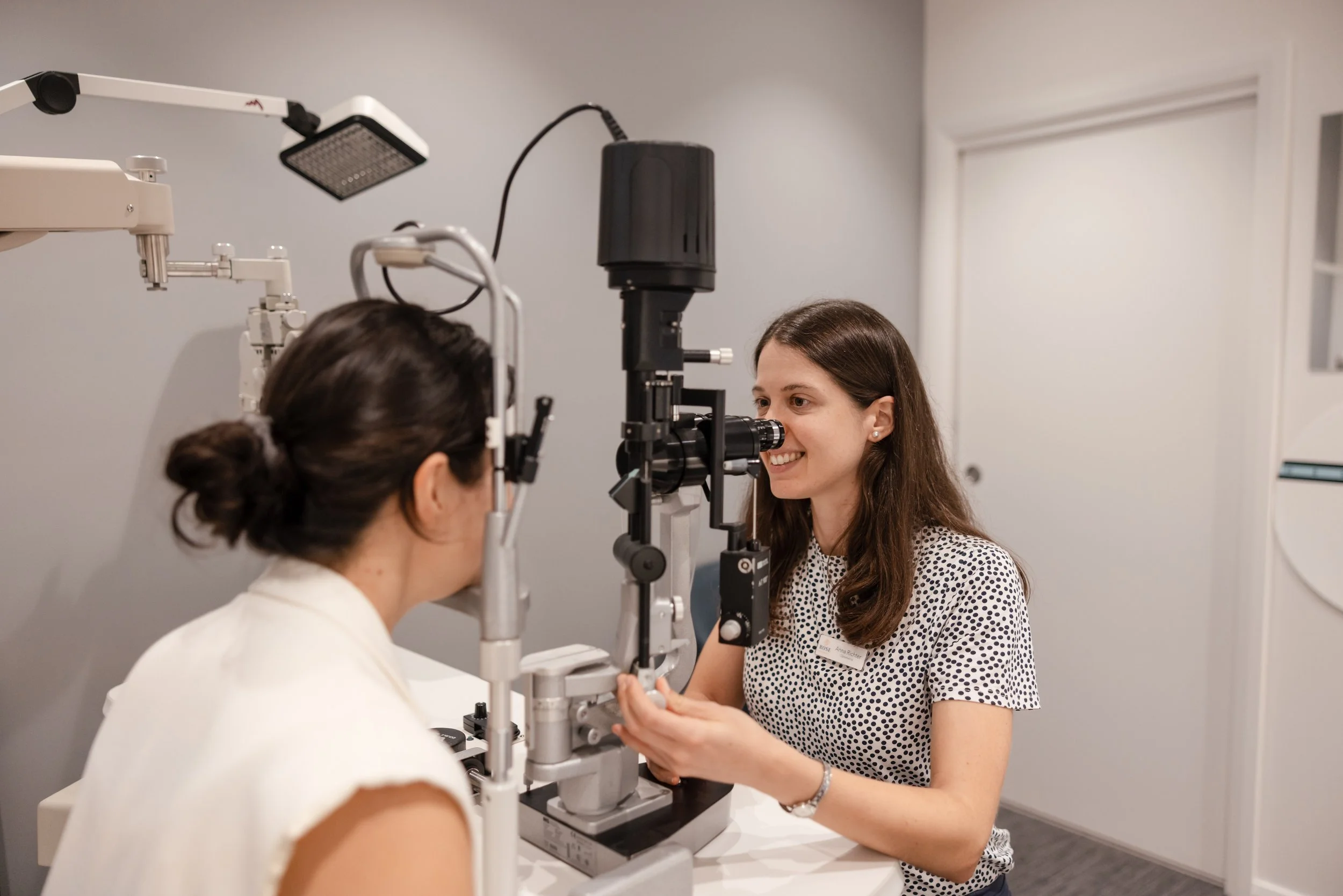 Anna Richter - Examining Patients Eyes Slit lamp berry