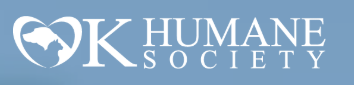 Logo of the American Humane Society featuring a heart with an outline of a dog and a cat inside, and text reading "OK Humane Society."