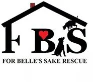 Logo for BBS Belle's Sake Rescue with a house outline, a heart, and a dog silhouette.