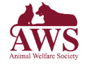 Logo of the Animal Welfare Society with a silhouette of a dog and cat above the initials AWS
