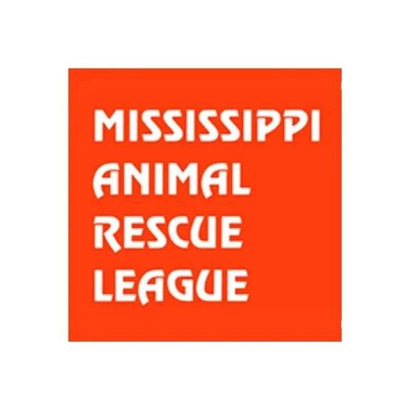 Mississippi Animal Rescue League logo with orange background and white text.