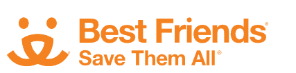 Logo of Best Friends Save Them All with orange text and a stylized bear face icon.