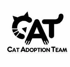 Logo of Cat Adoption Team featuring a stylized black cat with the letter G forming part of the cat's tail, and text underneath that reads 'Cat Adoption Team'.