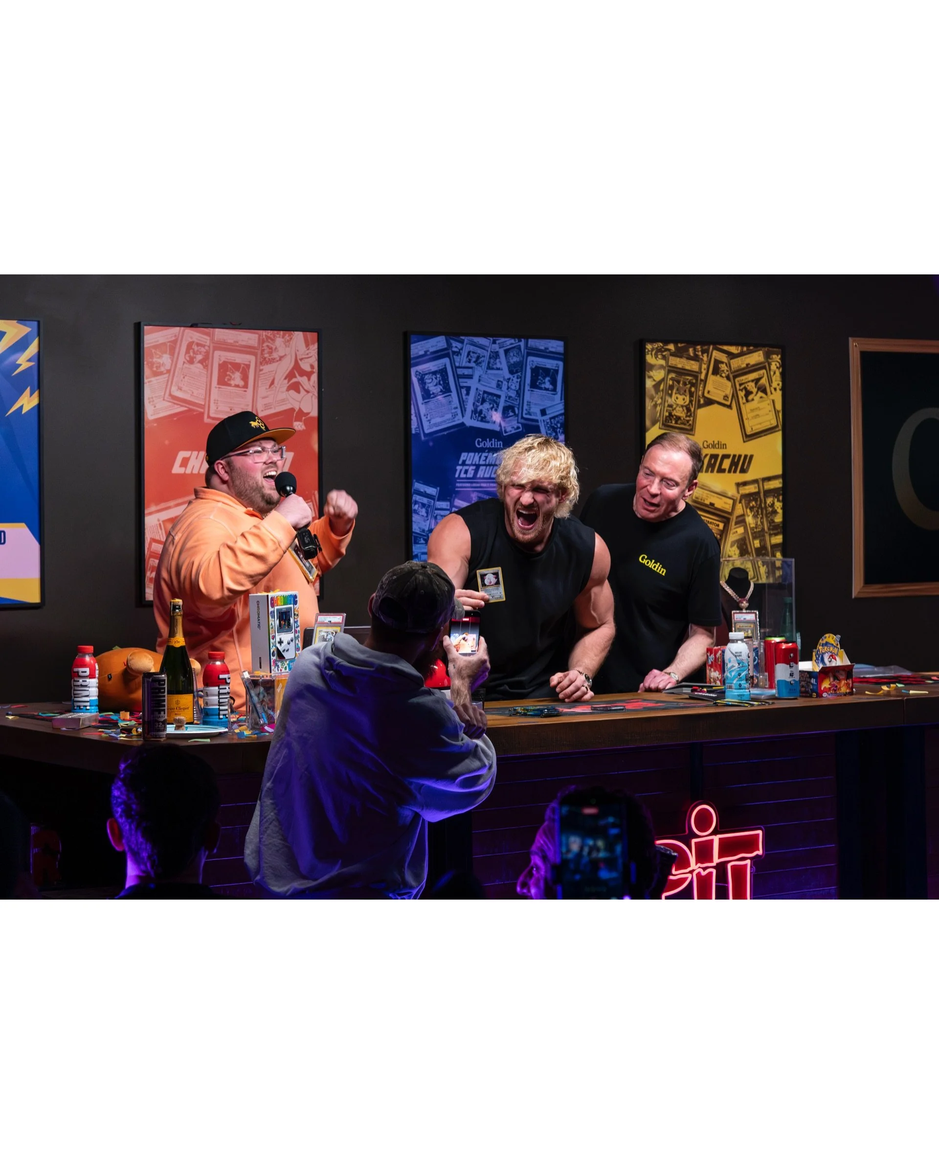 Logan Paul and Ken Goldin's live box break of an original Pokemon 1st Edition Base Set and the record-breaking sale of Logan’s PSA 10 Pikachu Illustrator card, February 15, 2026.