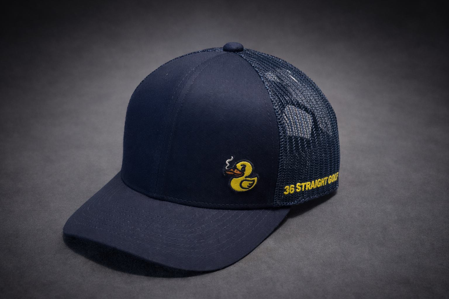 Duck "QuackFather" Design - Mesh Back Hat - Navy