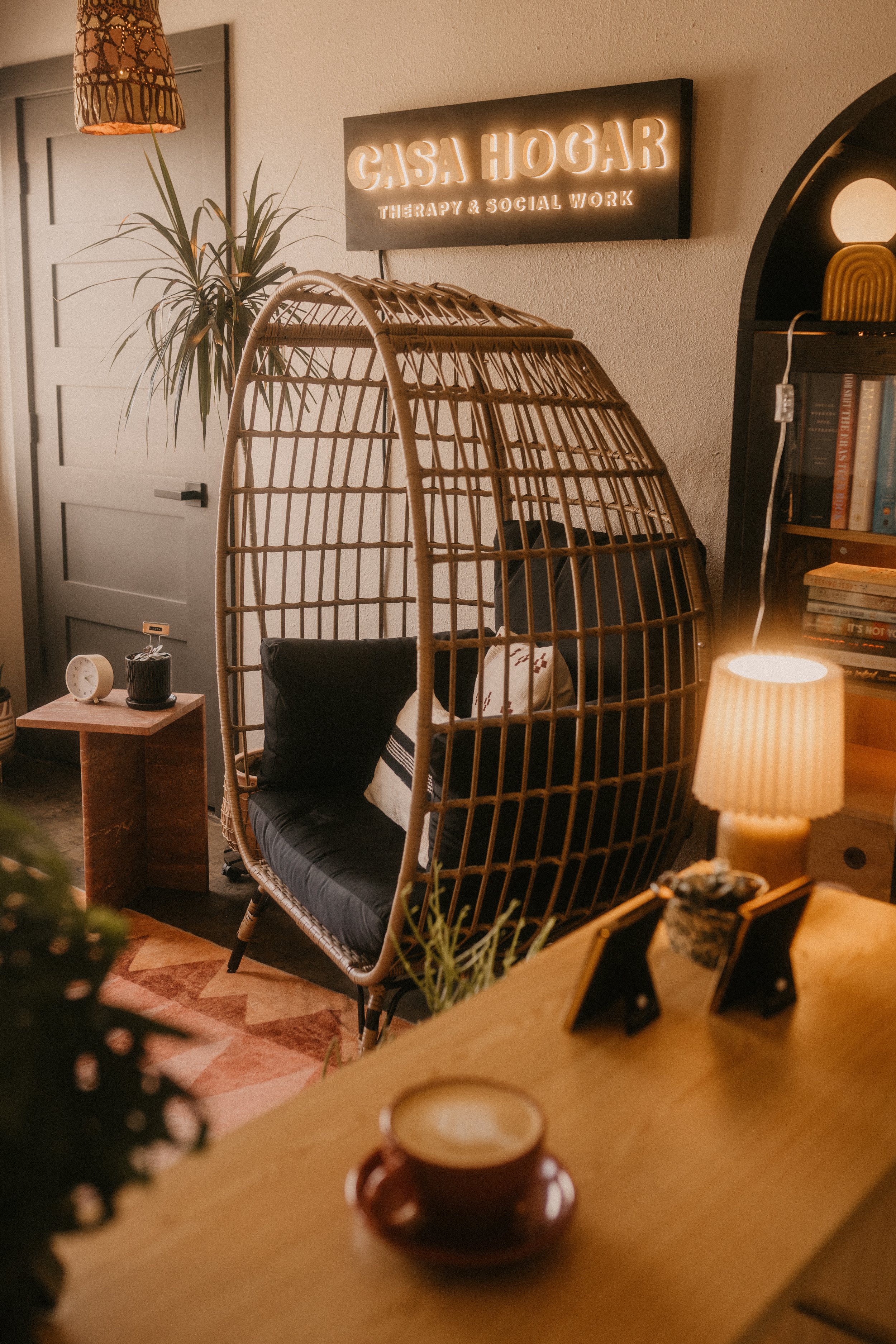 Casa Hogar office therapist chair with lamp light and brand logo light up sign