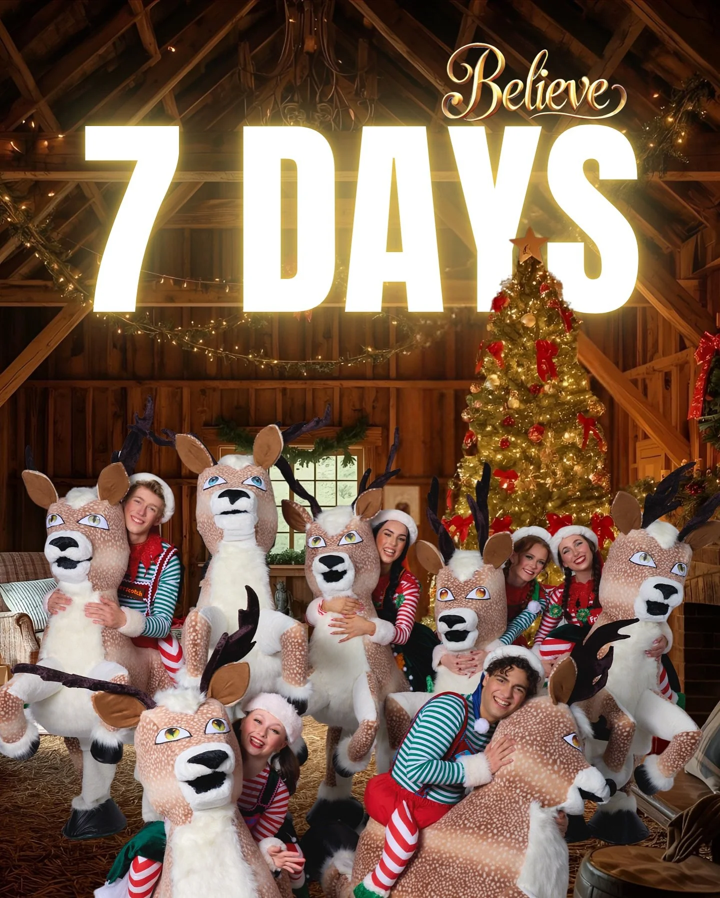 On the 5th day of Christmas, the countdown took flight&hellip; 7 reindeer gearing up for a magical night!

Only 7 days until Believe: A Christmas Musical opens at The Concourse, Chatswood!

18&ndash;23 December 2025
BOOK NOW for Believe The Musical: 