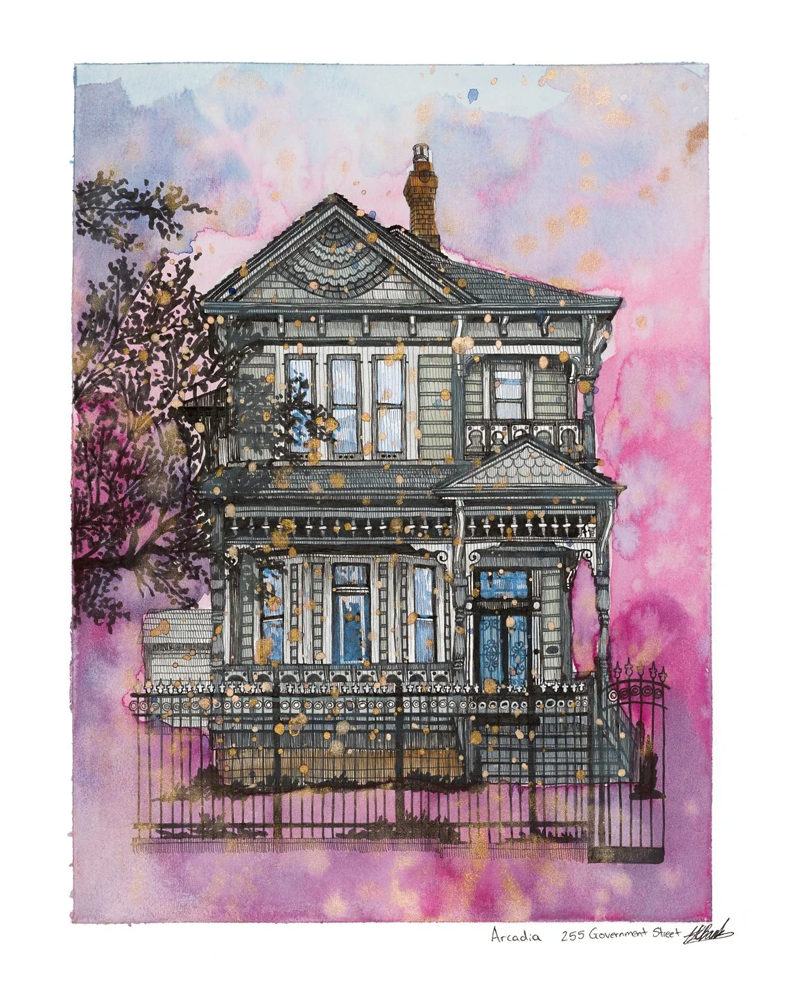 Arcadia.
Ink and watercolour on paper 11"x14" 
2024