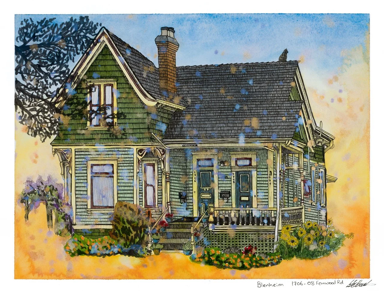Blenheim.
Ink and watercolour on paper 14"x11" 
2024