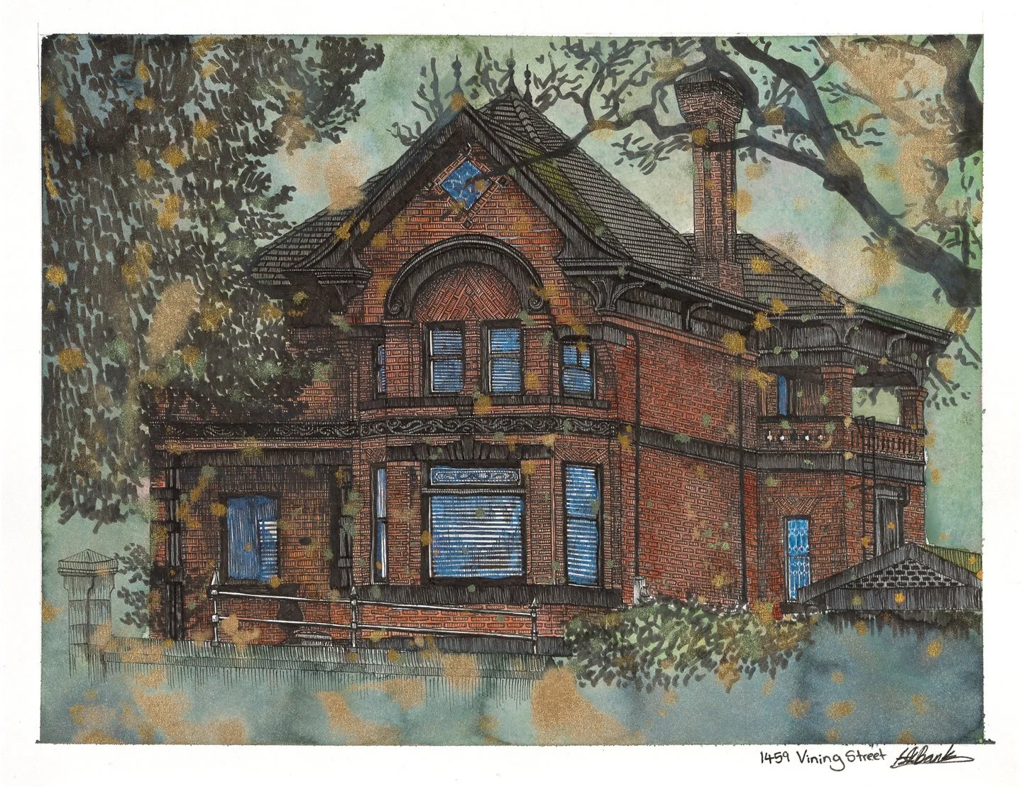 1459 Vining St.
Ink and watercolour on paper
14"x11" 2025