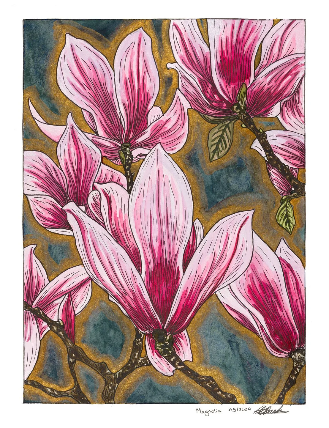 Magnolia. Ink and watercolour on paper 11"x14" 
2024