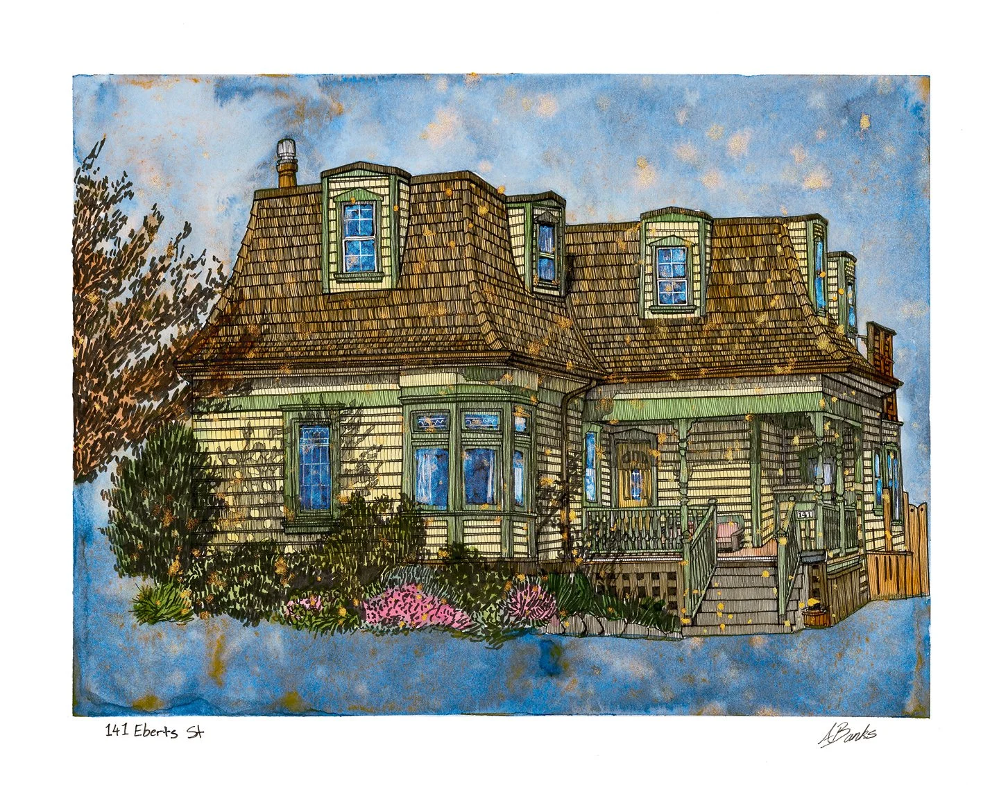 141 Eberts St.
Ink and watercolour on paper 14"x11"
2026
