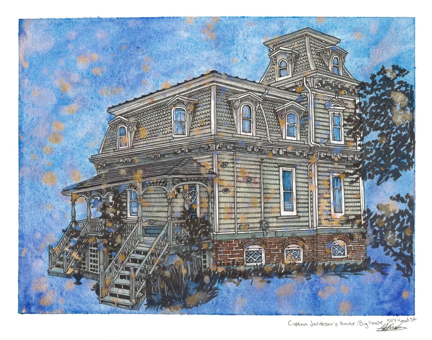 Captain Jacobson's House.
Ink and watercolour on paper 14"x11" 
2025