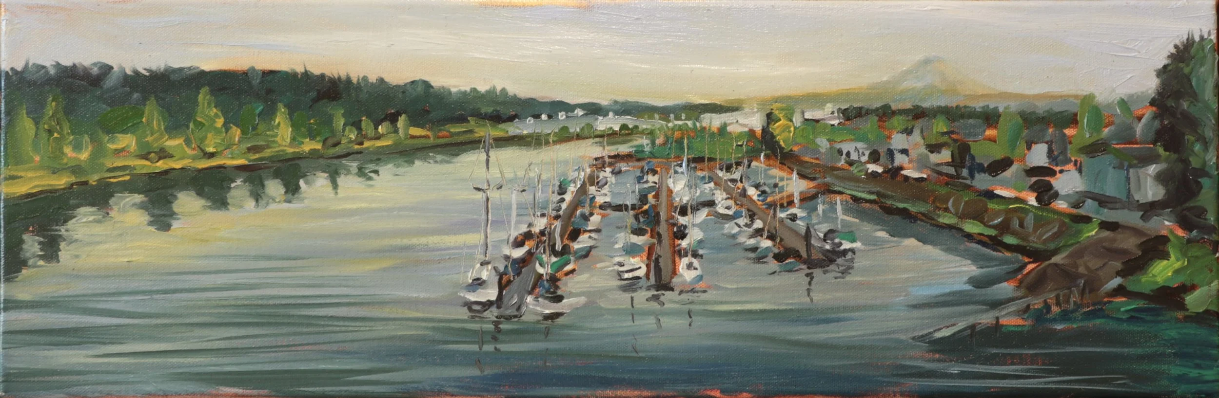   Southpark Marina , 2023 8” x 24” Oil on Canvas 