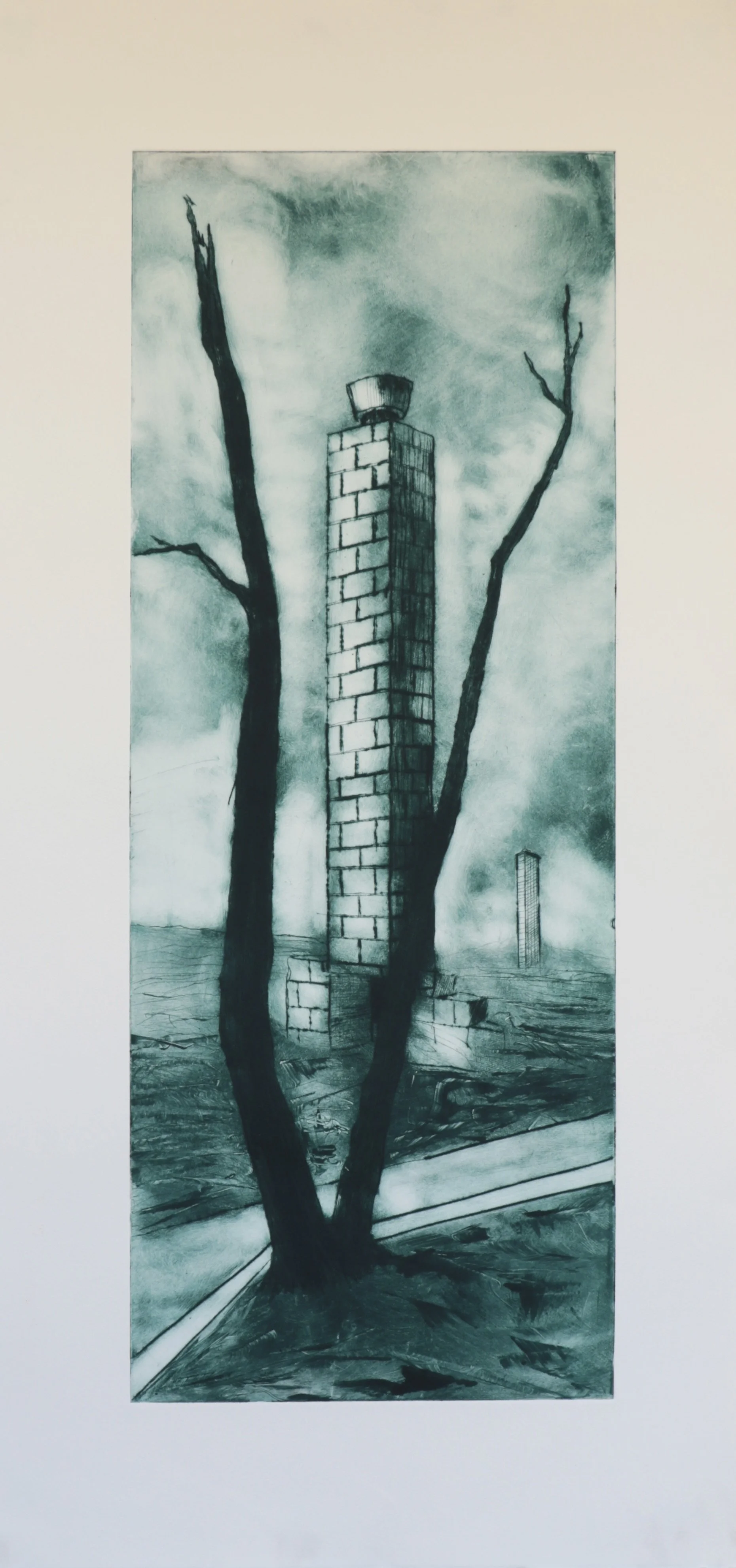   Altadena Aftermath - Turquoise State ,   2024 38 ½” x 16” Drypoint 