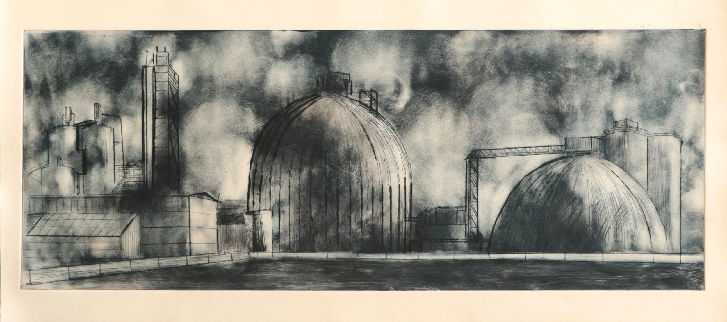   Cement&nbsp;- Black State I ,   2024 16” x 35 ¾” Etching and Drypoint 