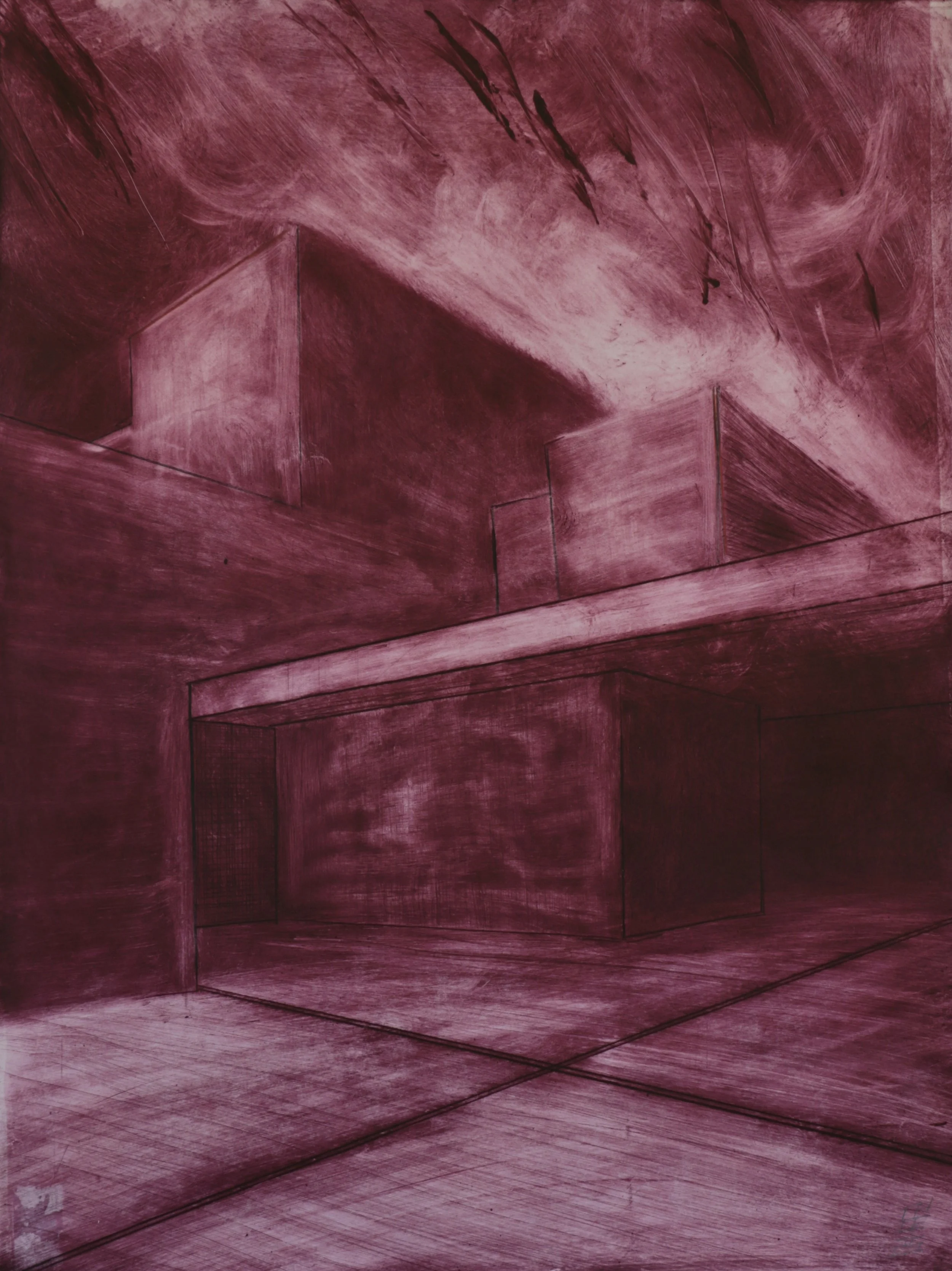   LA Fire Peak ,   2024 30” x 22 ½” Drypoint 