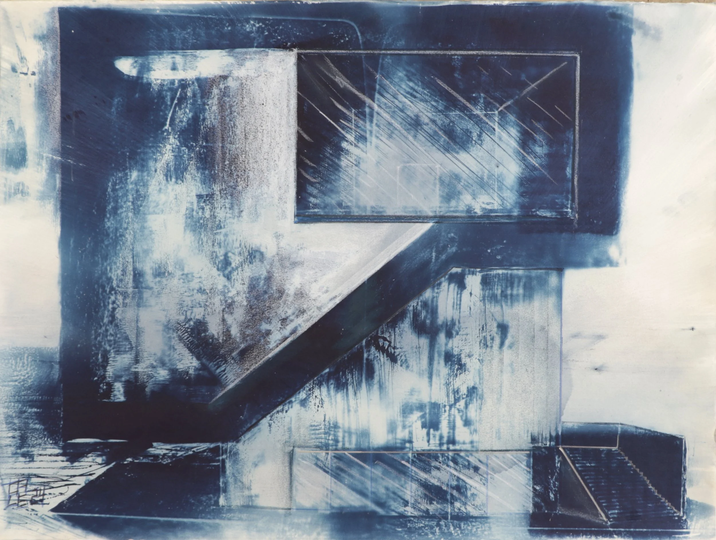   Office I ,   2024 22” x 30” Cyanotype with Pen   