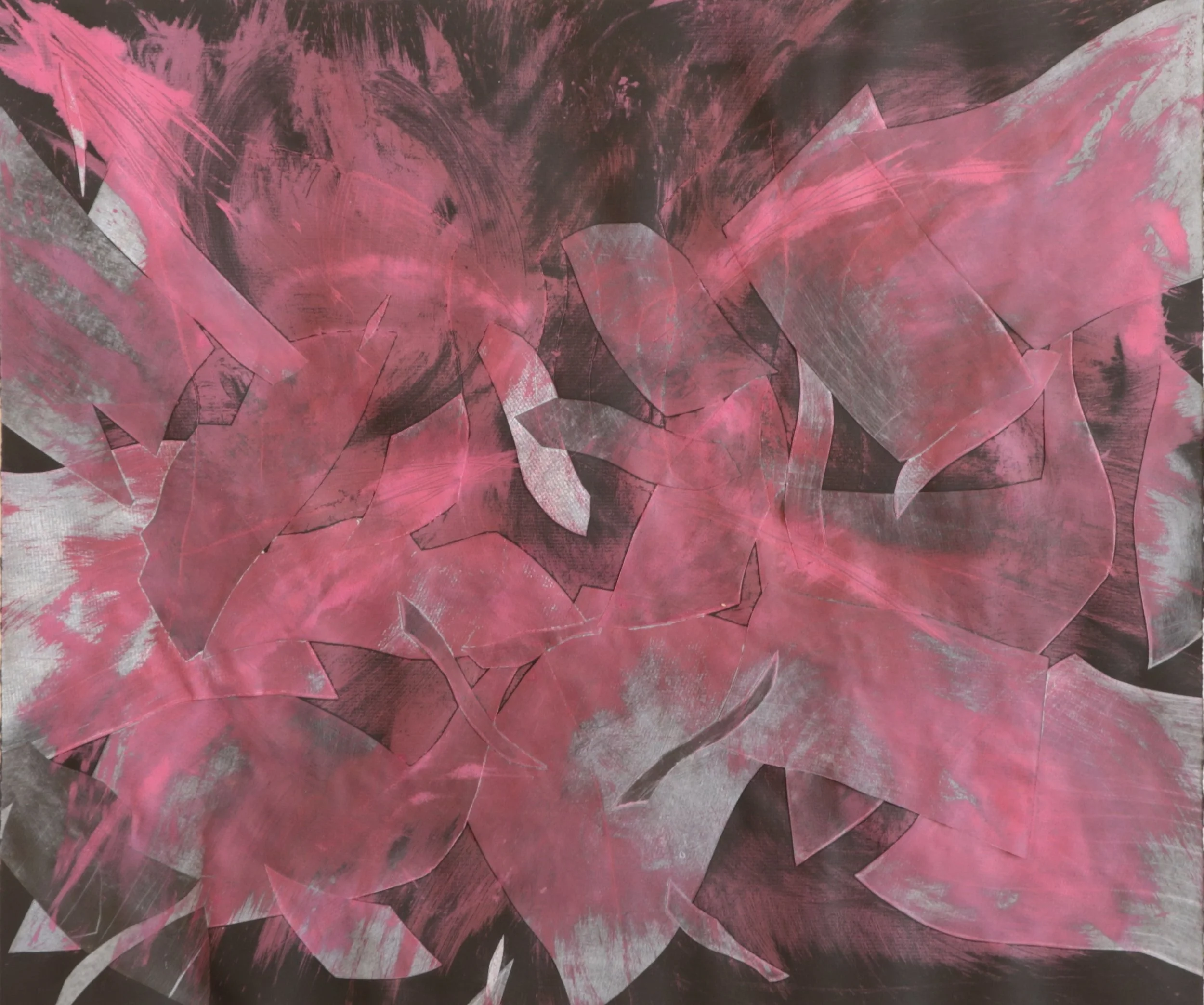   Wake (Serra) III , 2024 17 ½ “x 21” Collaged Etching with Ink 