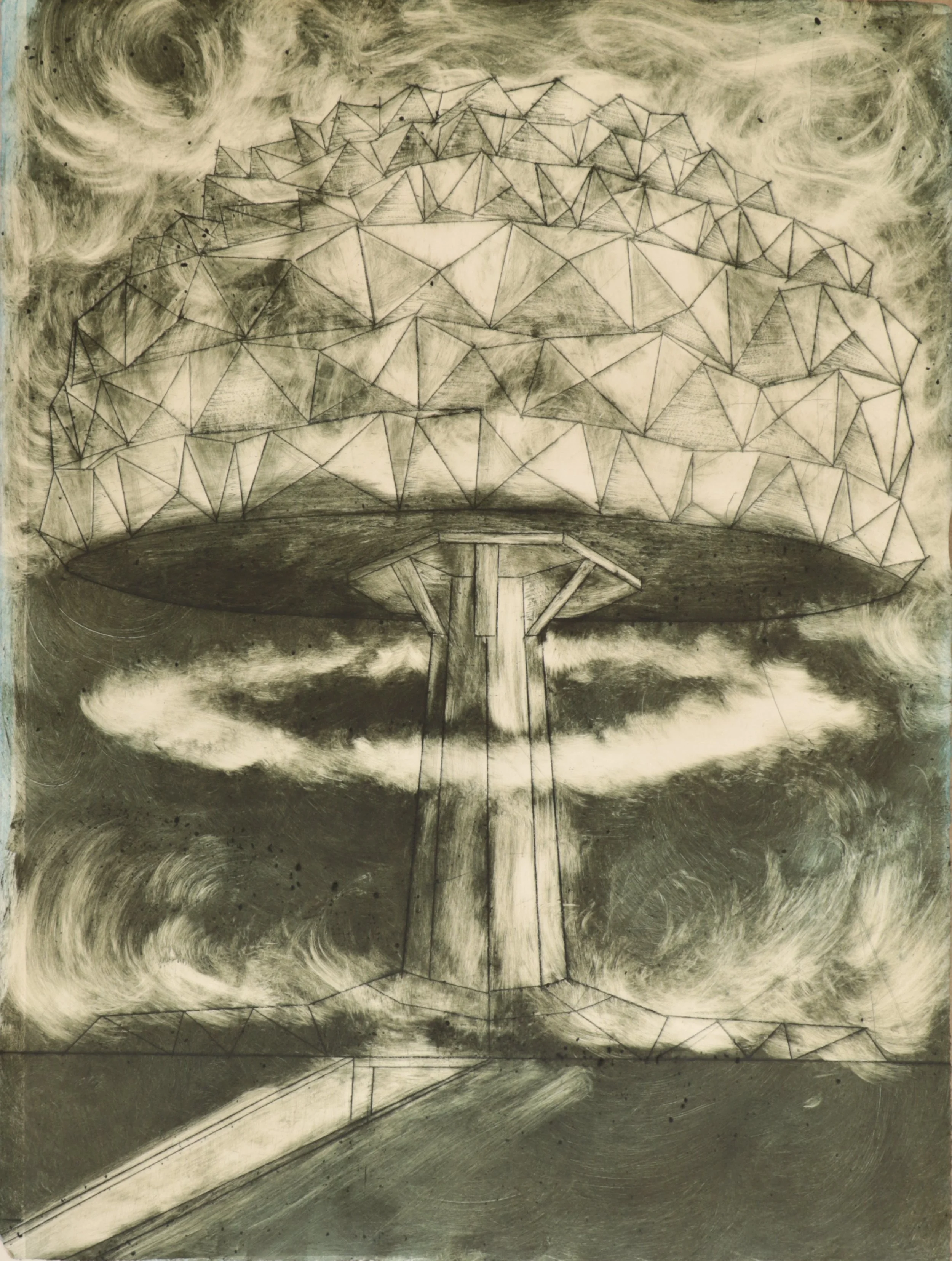   Mushroom - Green State , 2024 30” x 23 ½” Drypoint 