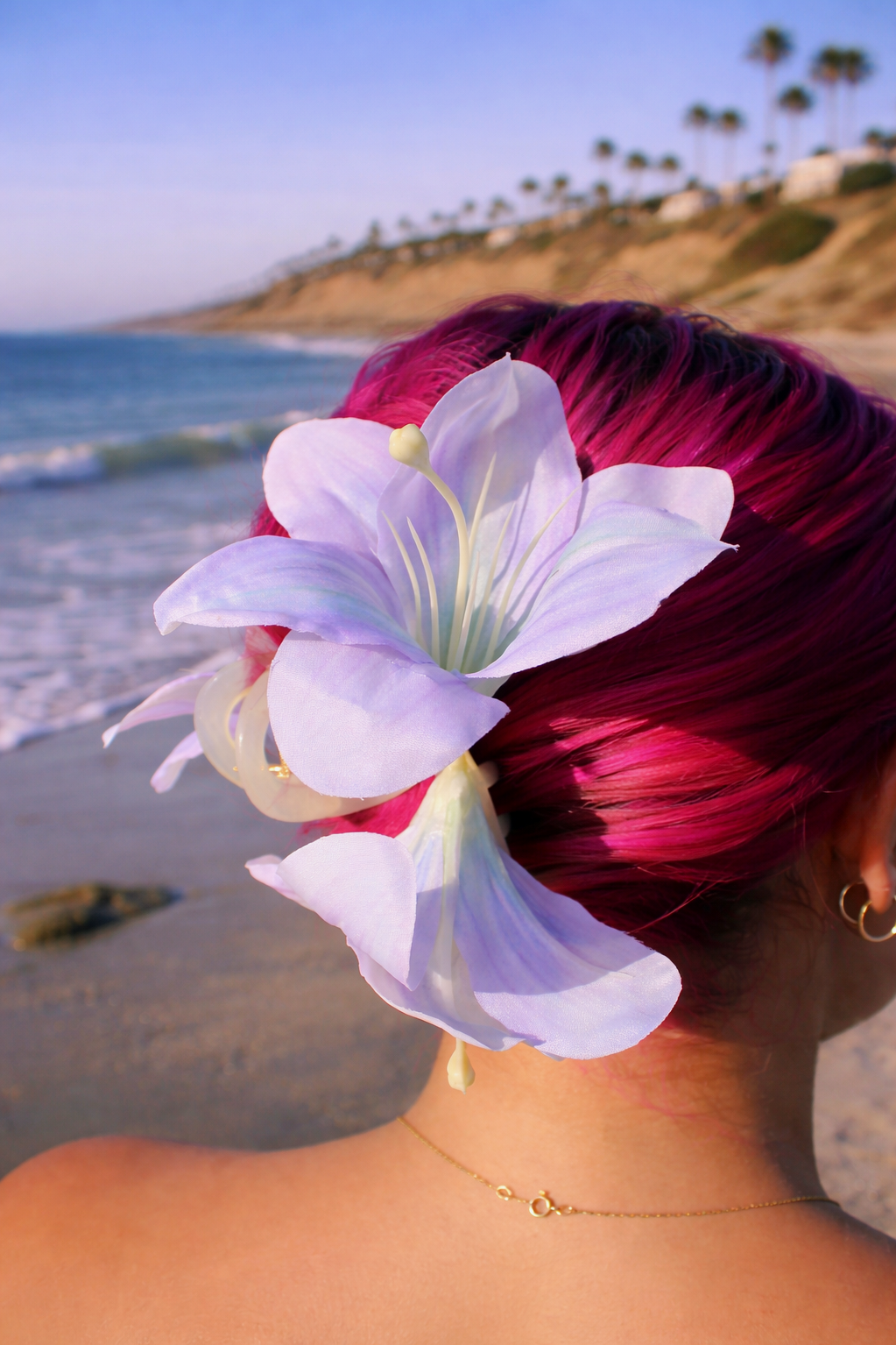 Magenta+hair+and+purple+lily+by+the+beach.png