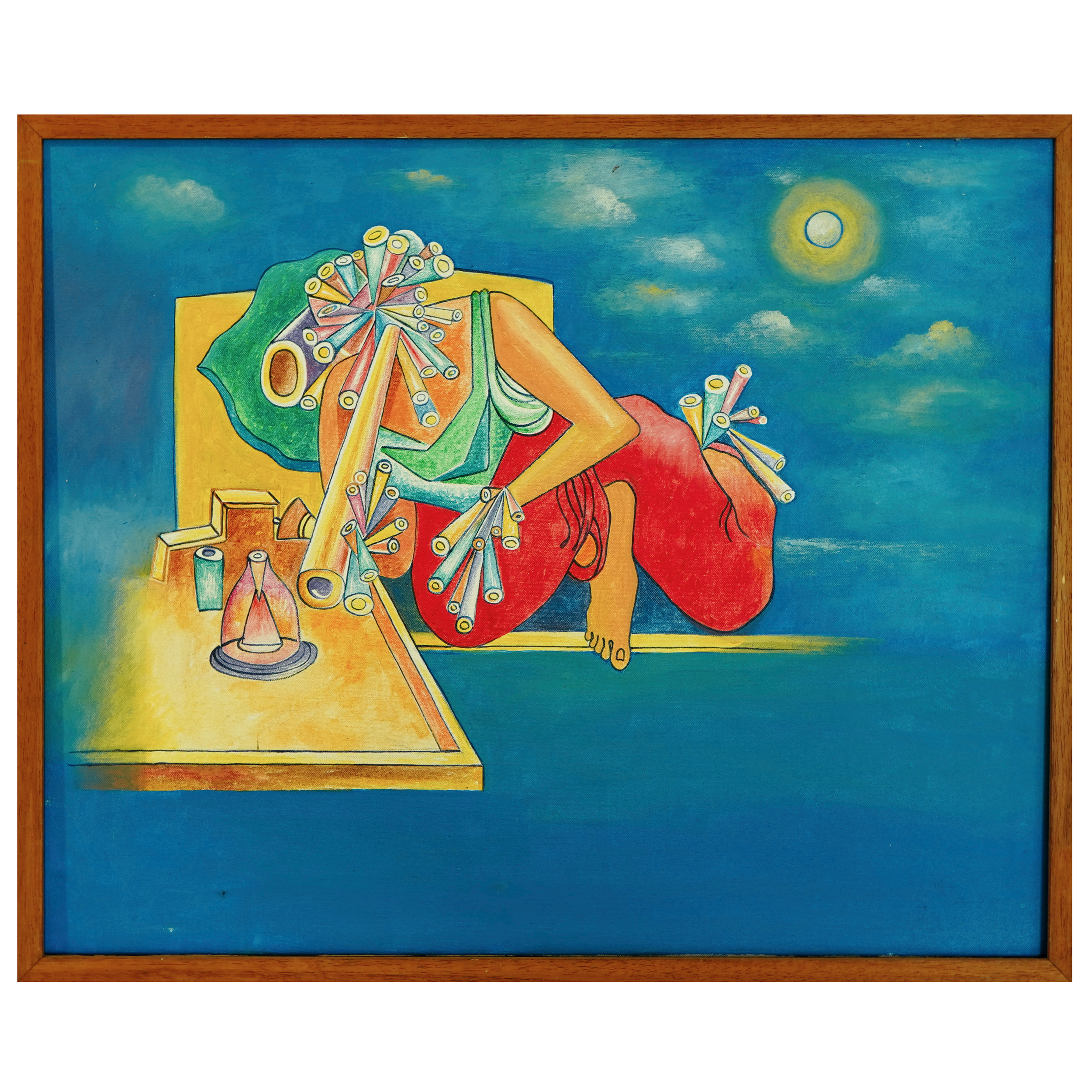 PHILIPPE BOSIO - OIL PAINTING L'OPIUMAN AU SOLEIL