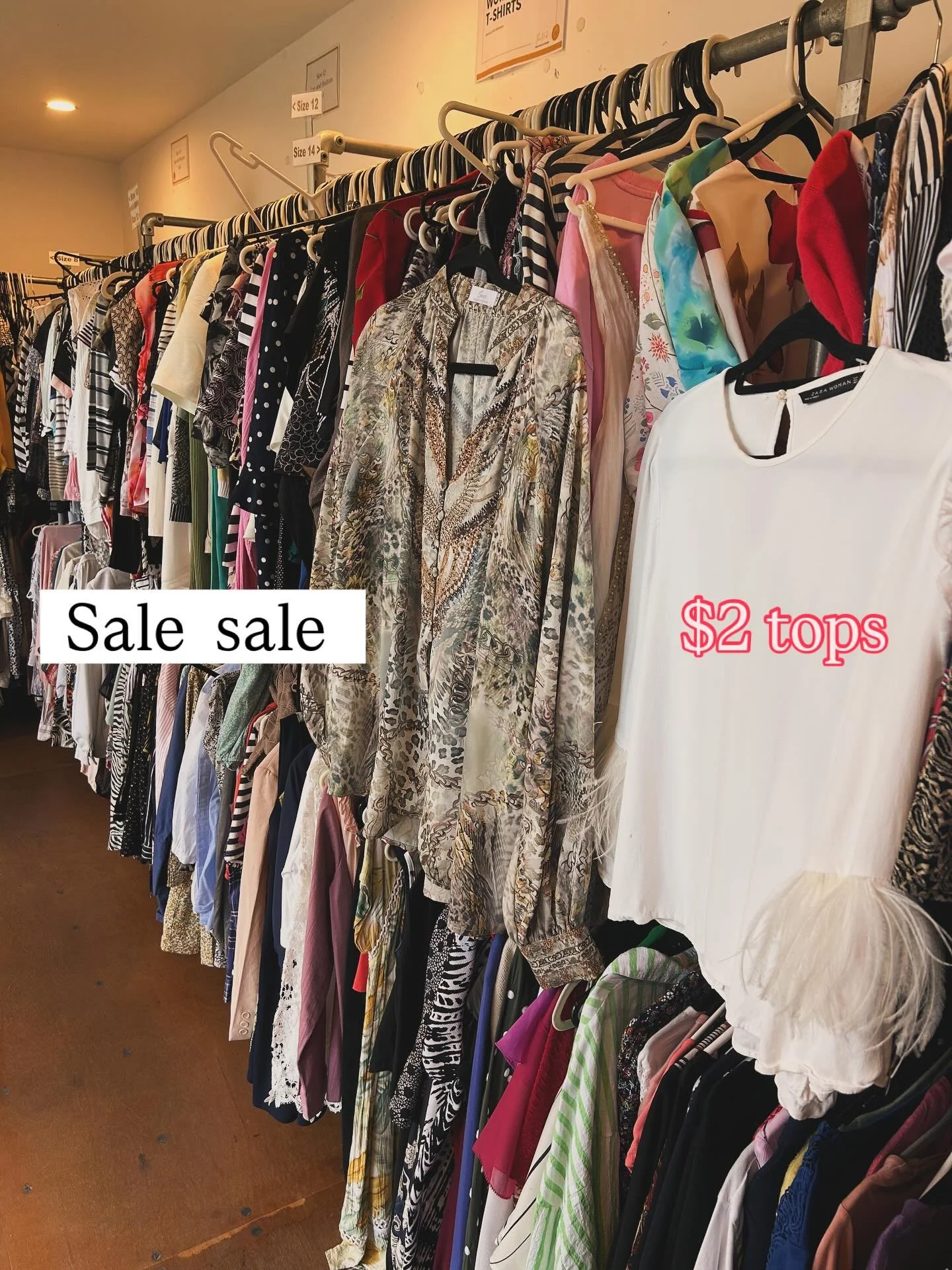 Sale, sale , sale our women&rsquo;s tops &amp; pants all $2.
Plus we continue to sell all men&rsquo;s clothing for $2 and children&rsquo;s for 50 cents per item unless marked.
💃🏻👚👗👙🧢👖👕🧥👔