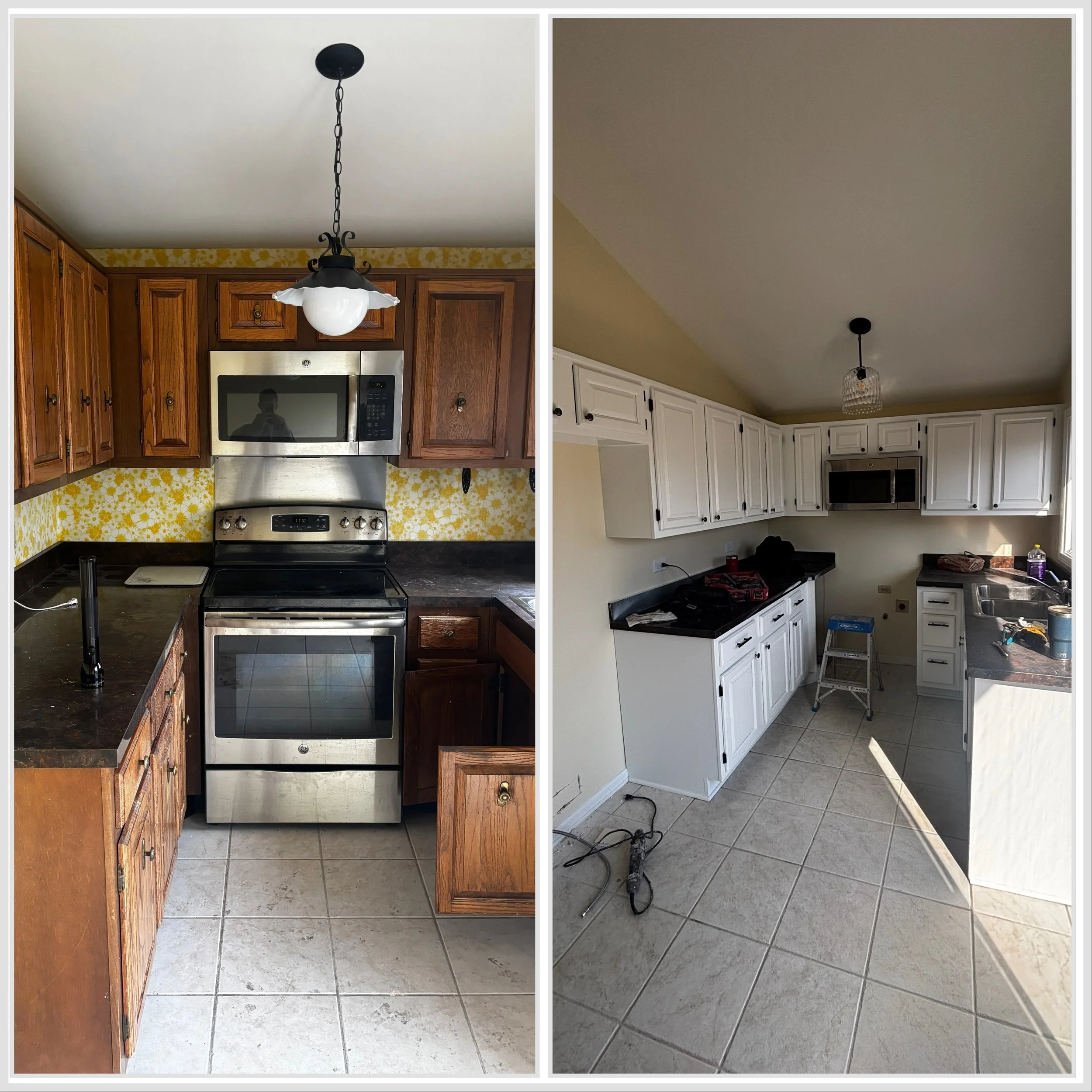 Kitchen before interior painting and cabinet refinishing project