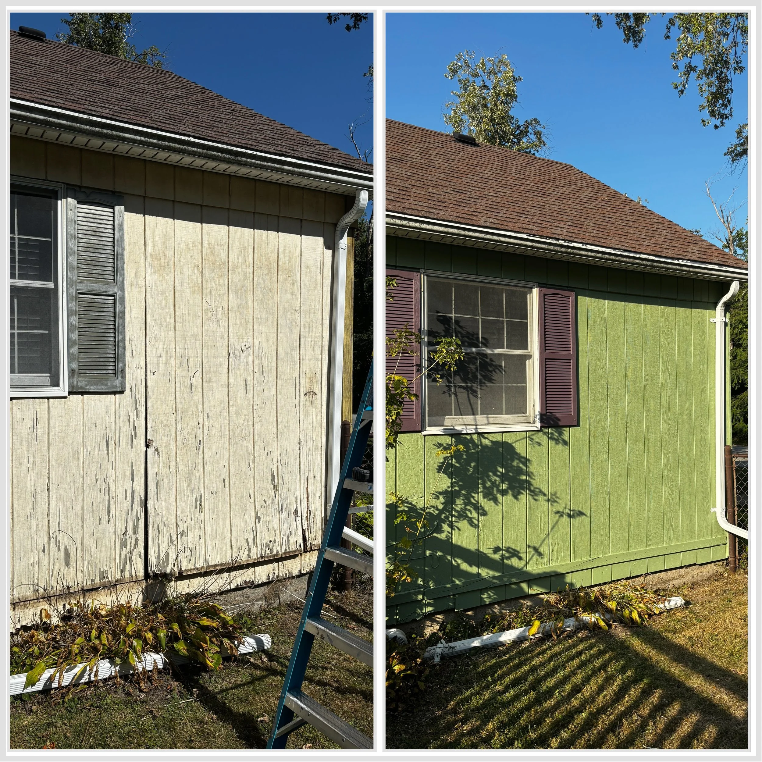 Exterior painting before and after - house siding - Hickory Hills IL