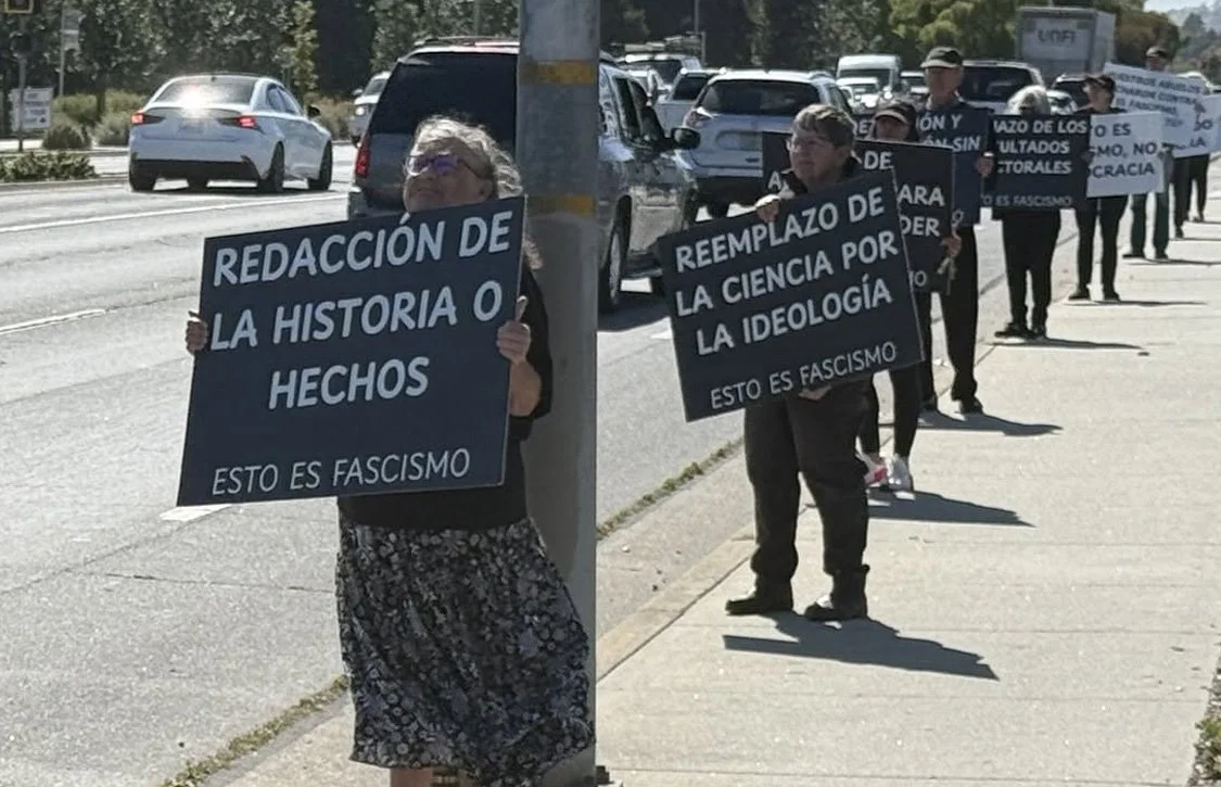 SIGNS of FASCISM:
This protest gets focused, thoughtful attention from people driving by and is a meaningful experience for participants. When & where: Click the photo to sign up for dates and locations.