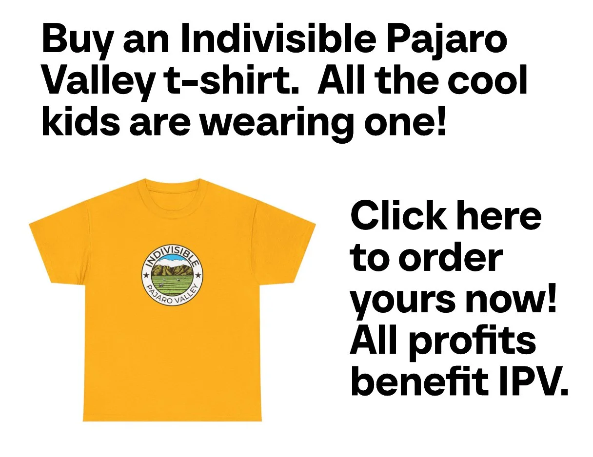 An ad to buy a t-shirt with the Indivisible Pajaro Valley logo on it.  The t-shirt in the image is a golden color.
