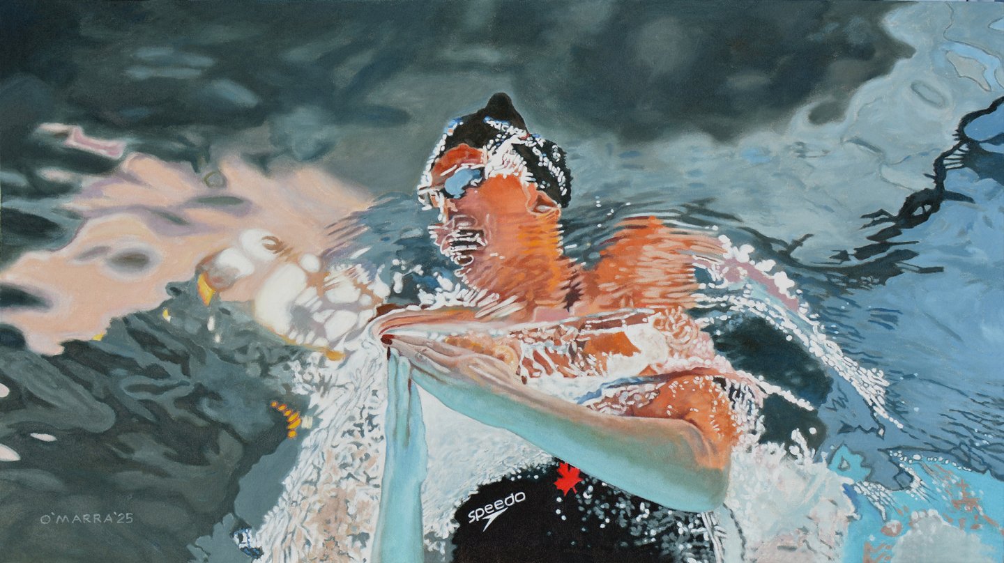 Summer McIntosh Breaststroke, 2025, oil on canvas, 20" x 36"
(Contact me about pricing)