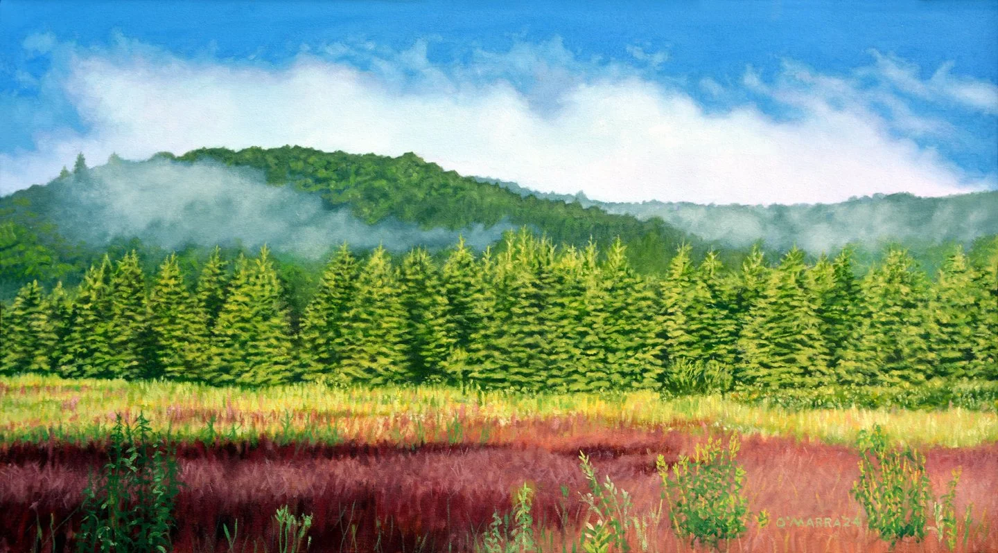 Back 40  - Mist in the Hills, 2024, oil on canvas, 20" x 36"
(Contact me about pricing)