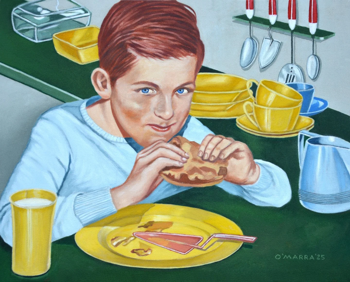 Pizza Time, 2025, oil on canvas, 18" x 22". (Contact me about pricing)