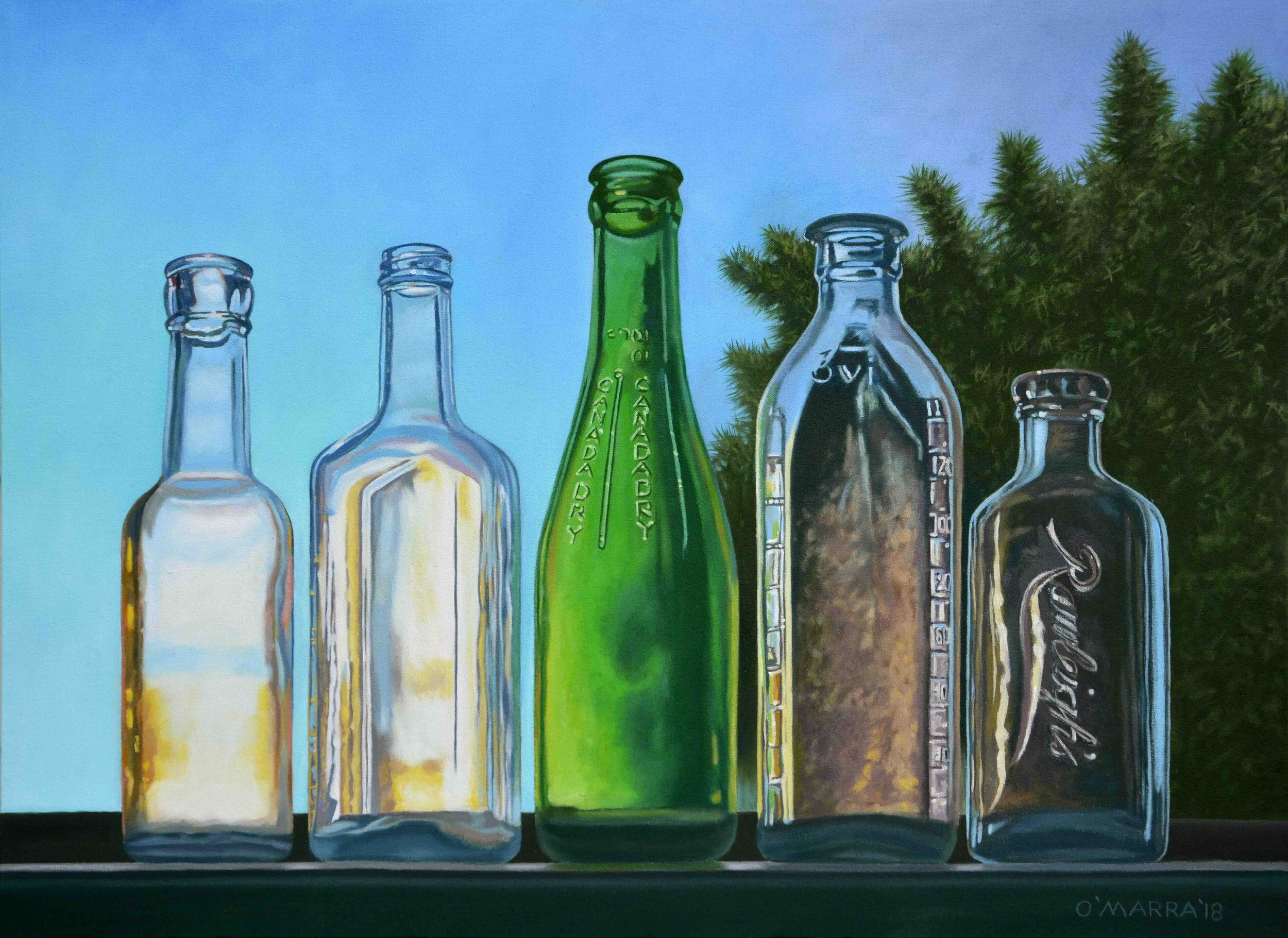 Antique Bottles V, oil on canvas, 24" x 33" (Contact me about pricing)