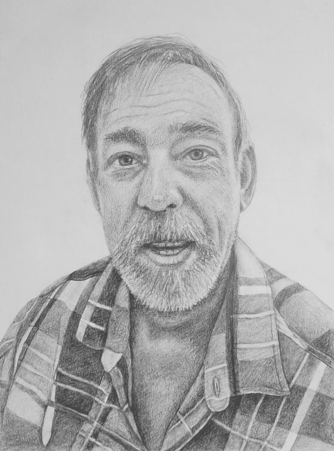 'Portrait of Andy', graphite pencil on paper, 16" x 9", 2026 (Commissioned portrait)