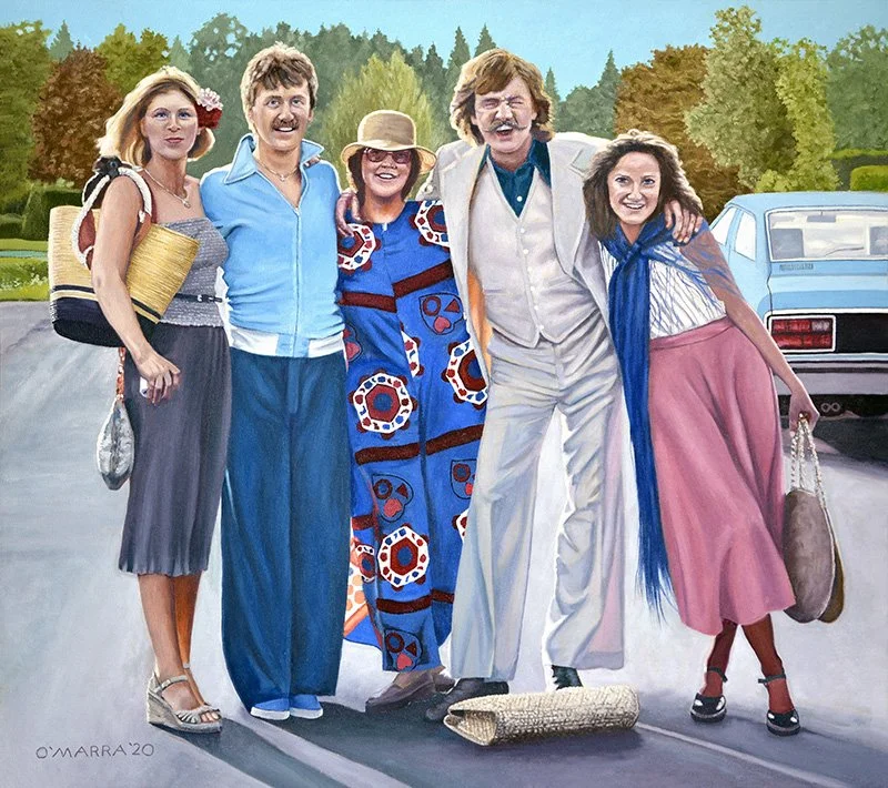 'With Friends, 1976', oil on canvas, 32" x 36", 2020 (Contact me about pricing.)