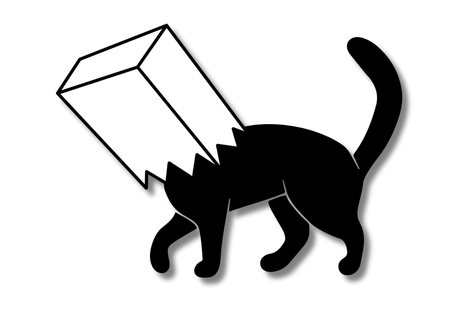 Black and white illustration of a punching box with jagged edges and a handle.