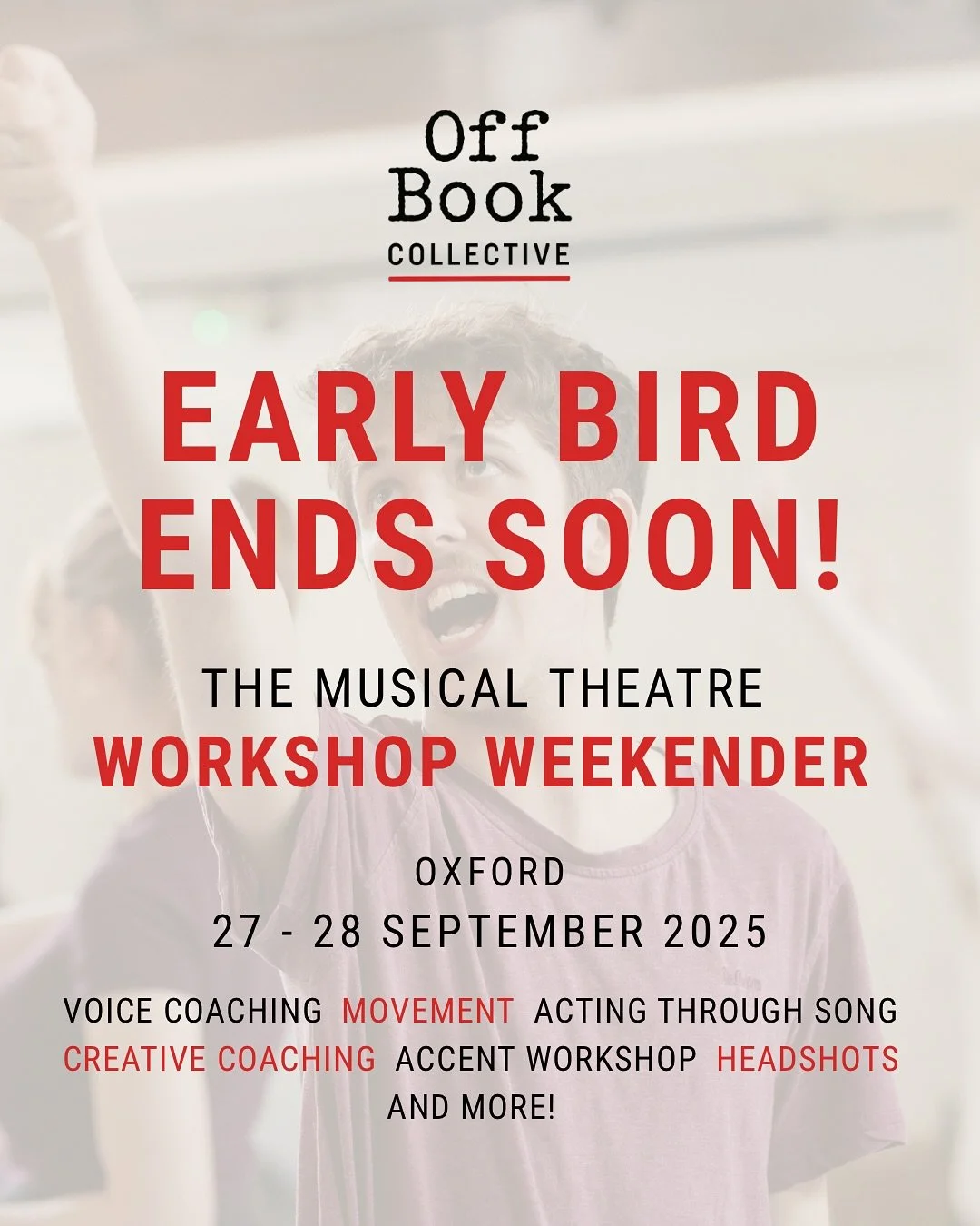 If you&rsquo;ve been thinking about joining us for our September musical theatre workshop weekend, now&rsquo;s the time to book! 

💸 Early Bird price: &pound;195
📅 After 30th June: &pound;245
💥 Secure your spot now with just a &pound;50 deposit!